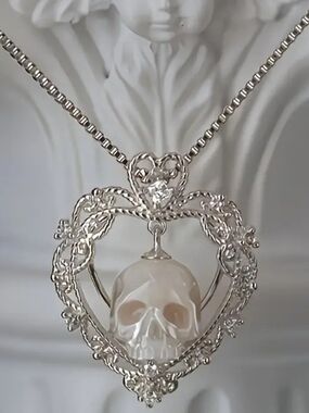 Heart Skull Pendant Necklace